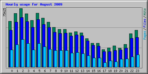 Hourly usage for August 2009