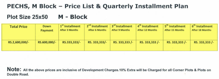 M BLOCK INSTALLMENT PLAN