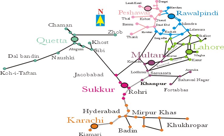 Map of Pakistan Railways